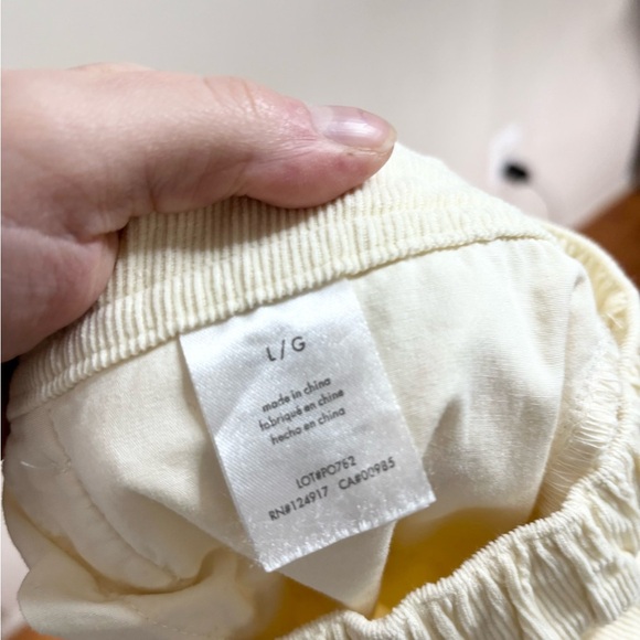 WeWoreWhat white cream elastic back corduroy pants wide leg size L - Picture 4 of 5